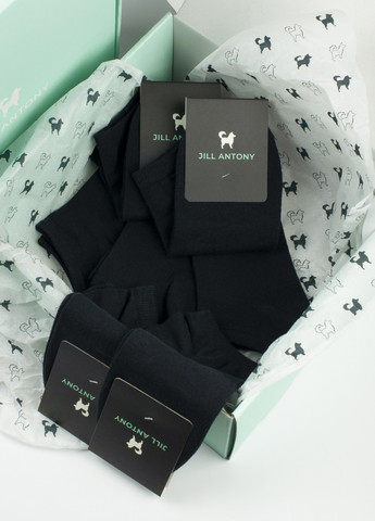Носки в коробке набор 12 пар короткие мужские бесшовные дышащиетORGANIC cotton красивая коробка черные JILL ANTONY (258722940)
