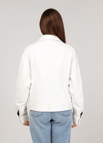 Біла демісезонна жіноча шкіряна куртка весна Fabio Monti