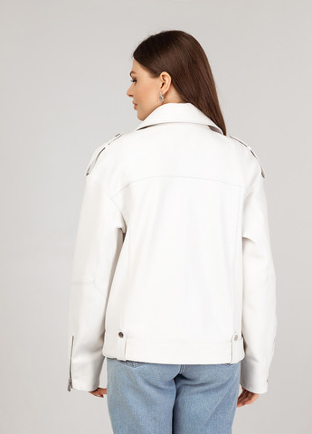 Белая демисезонная женская кожаная куртка весна Fabio Monti