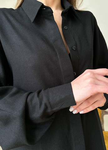 Женский летний костюм тройка рубашка+топ+шорты S-M L-XL (42-44 46-48) повседневный комплект черный No Brand (258906590)