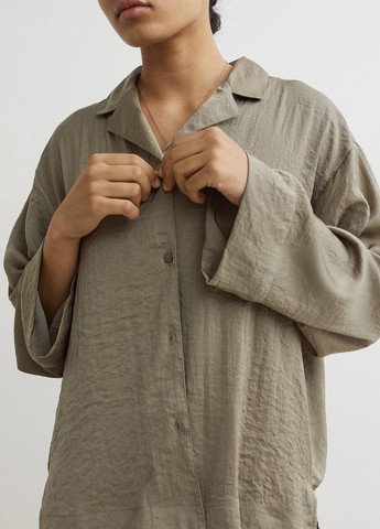 Оливковая (хаки) всесезон комплект премиум качества рубашка + брюки H&M Oversize set