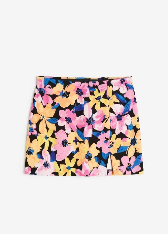 Черная кэжуал цветочной расцветки юбка H&M