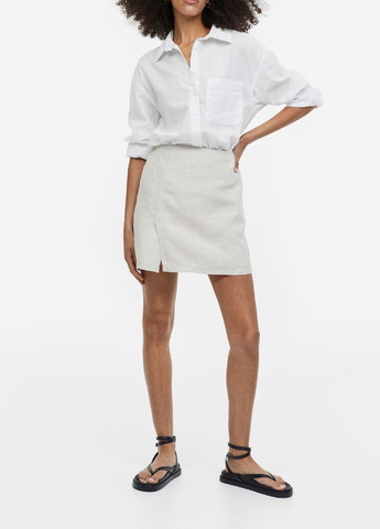 Светло-бежевая кэжуал однотонная юбка H&M