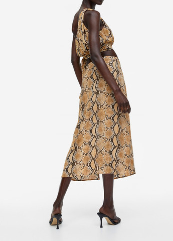 Бежевая кэжуал с рисунком юбка H&M
