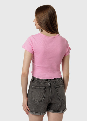 Розовая летняя короткая женская футболка Busem