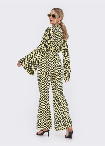 принтований костюм з кімоно жовтий Dressa (258794111)