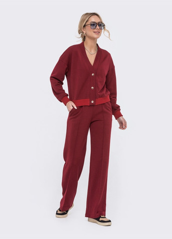 бордовый брючный костюм с кофтой на кнопках Dressa (258794086)