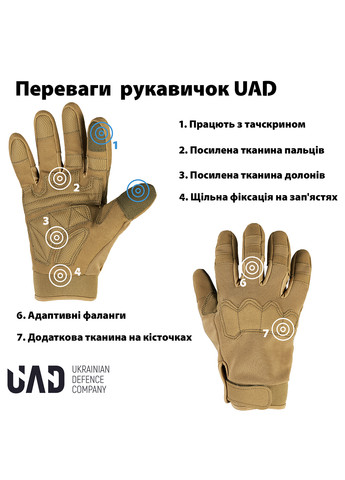 Перчатки тактические PROMETEY полнопалые сенсорные Койот UAD (258814101)