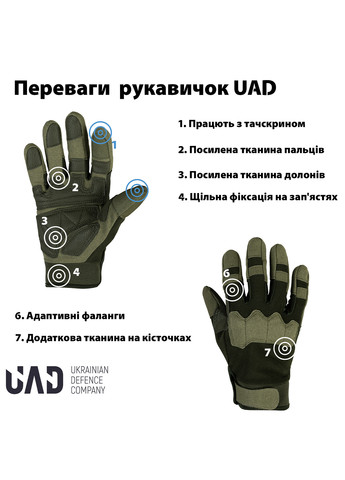 Перчатки тактические PROMETEY полнопалые сенсорные Олива UAD (258814095)