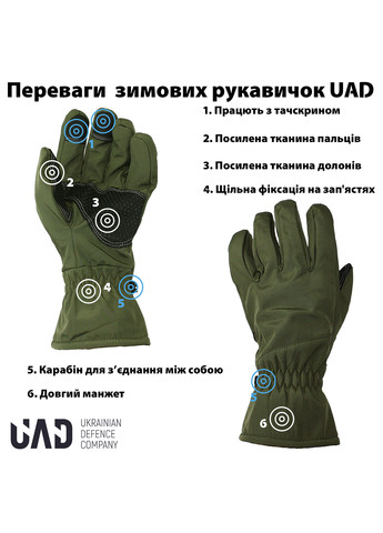 Перчатки тактические зимние PERUN Софтшел + Флис сенсорные Олива UAD (258814113)
