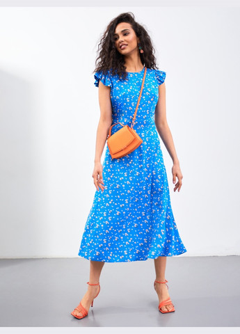 Синее синее платье с оригинальным вырезом по спинке Dressa