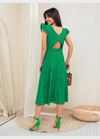 Зелена розкльошене плаття з прошви з відкритою спиною зелене Dressa