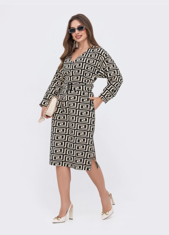 Черное платье из софта черное с принтом Dressa