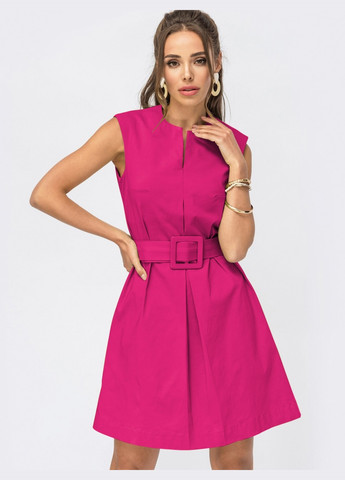 Фуксиновое (цвета Фуксия) платье-трапеция цвета фуксии со встречной складкой по полочке Dressa