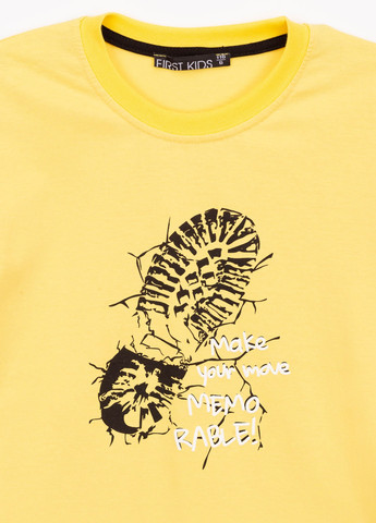 Желтая летняя футболка First Kids