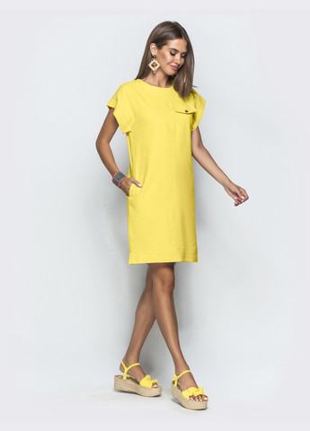 Желтое платье желтого цвета с декором на полочке Dressa