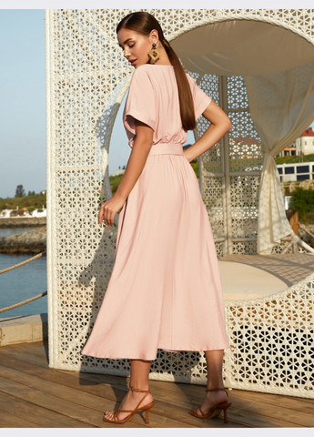 Пудровое расклешенное платье пудрового цвета с напуском по талии Dressa