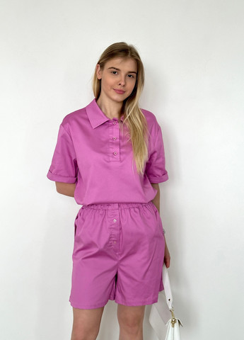 Женский летний костюм рубашка и шорты-бойфренды, розовый Koko boutique (258886212)