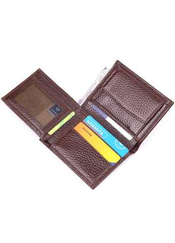 Мужской кошелек без застежки из натуральной зернистой кожи 9х11,5х2 см Karya (258884897)