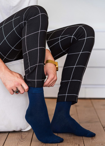 Сині набір шкарпеток 3 пари високі однотонні класичні безшовні дихаючі якісні organic cotton носки 39-41 men's JILL ANTONY однотонні (258883906)