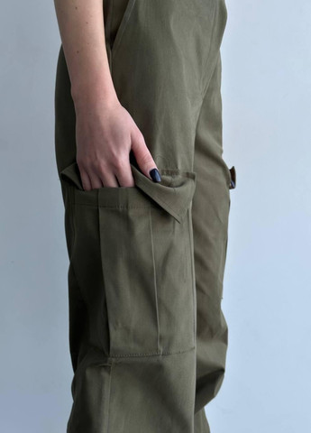 Женские брюки карго S M L (42 44 46) хаки с карманами No Brand (258906567)