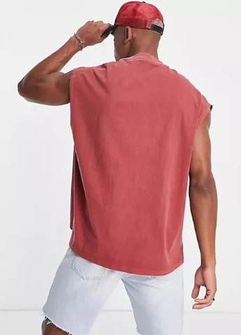 Бордовая футболка деффект Topman