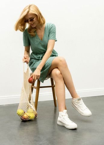 Зеленое повседневный платье ST-Seventeen однотонное