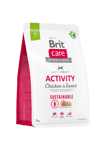 Корм для собак с повышенной активностью Dog Sustainable Activity с курицей и насекомыми, 3 кг Brit Care (258959175)