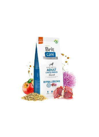 Корм для собак великих порід Dog Hypoallergenic Adult Large Breed гіпоалергенний з ягням, 3 кг Brit Care (258959190)