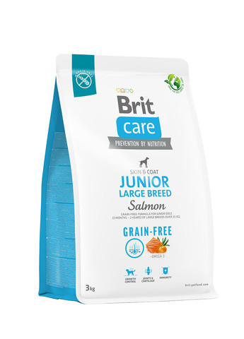 Корм для молодих собак великих порід Dog Grain-free Junior Large Breed беззерновий з лососем, 3 кг Brit Care (258959186)
