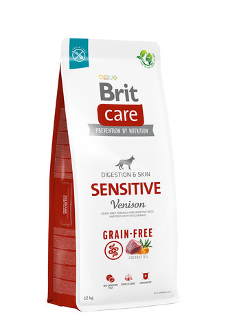 Корм для собак с чувствительным пищеварением Dog Grain-free Sensitive беззерновой с олениной, 12 кг Brit Care (258959193)