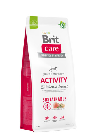 Корм для собак с повышенной активностью Dog Sustainable Activity с курицей и насекомыми, 12 кг Brit Care (258959198)