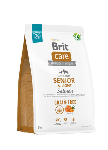 Корм для стареющих собак Dog Grain-free Senior & Light беззерновой с лососем, 3 кг Brit Care (258959197)
