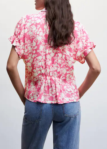 Розовая кэжуал рубашка с цветами Mango