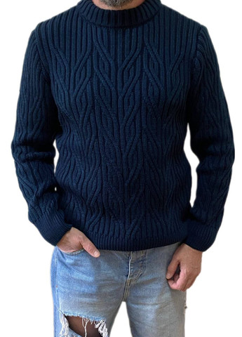 Темно-синий зимний теплый толстый свитер Berta Lucci