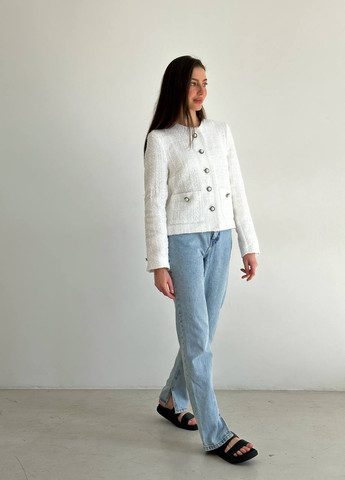 Білий жіночий жакет короткий на гудзиках ZF inspire (258962921)