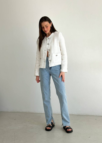 Білий жіночий жакет короткий на гудзиках ZF inspire (258962921)