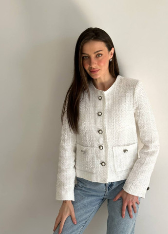 Білий жіночий жакет короткий на гудзиках ZF inspire (258962921)