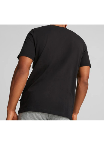 Чорна футболка чоловіча essentials logo men's tee Puma
