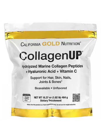 Комплекс для шкіри, волосся, нігтів CollagenUP Marine Hydrolyzed Collagen Hyaluronic Acid Vitamin C 464 g 90 servings California Gold Nutrition (258965918)