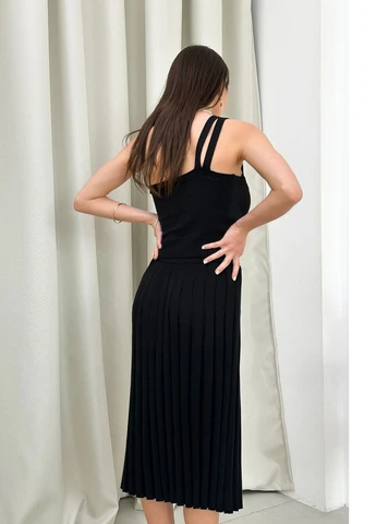 Топ в'язаний жіночий з косими лямками Чорний "Joy" M Art Knit 29081 (258965183)