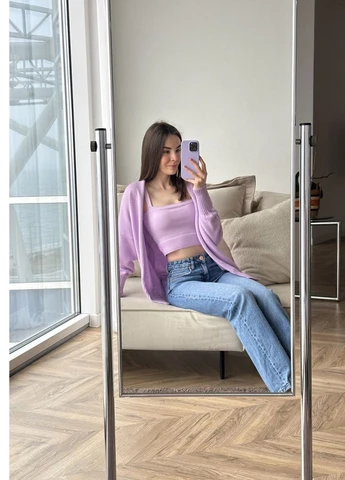 Топ в'язаний жіночий прямий Бузковий "Joy" M Art Knit 29075 (258965203)