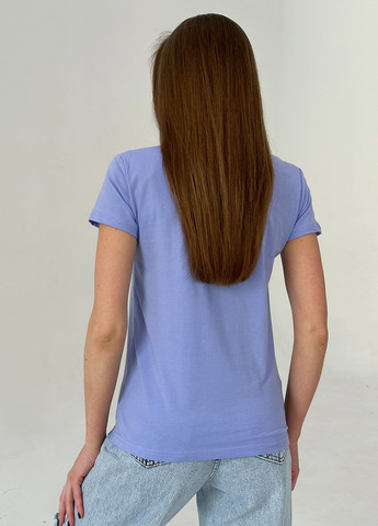 Блакитна літня футболка жіноча з коротким рукавом ISSA PLUS WN20-452