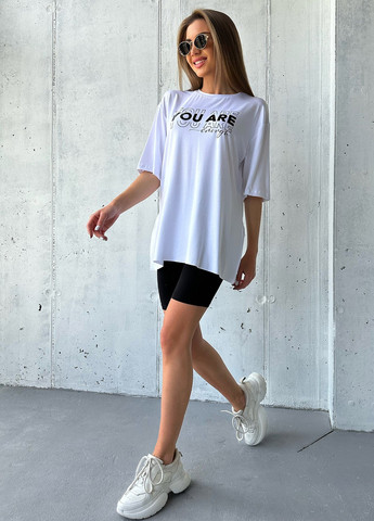 Біла літня футболка жіноча з коротким рукавом ISSA PLUS 13978
