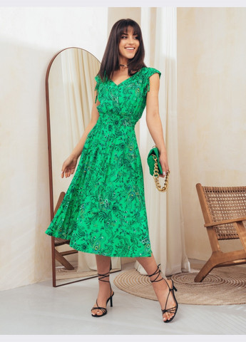 Зелена зелена сукня з квітковим принтом та фігурним вирізом Dressa