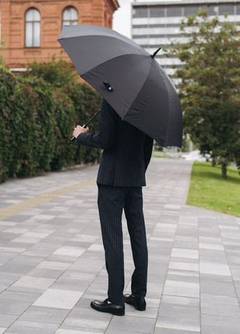 Чорна} парасолька тростина 10-ти спицева з прогумованою ручкою soft touch чорний Krago (258994515)