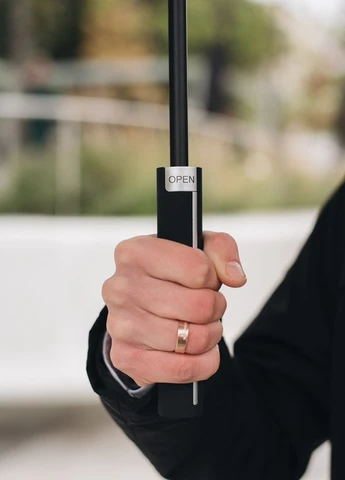 Чорна} парасолька тростина 10-ти спицева з прогумованою ручкою soft touch чорний Krago (258994515)