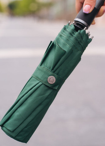 Зелена} парасолька ring складана 10-ти спицева, повний автомат 115см зелений Krago (258994535)