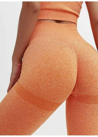 Комбинированные демисезонные леггинсы женские спортивные 6201 s оранжевые Fashion