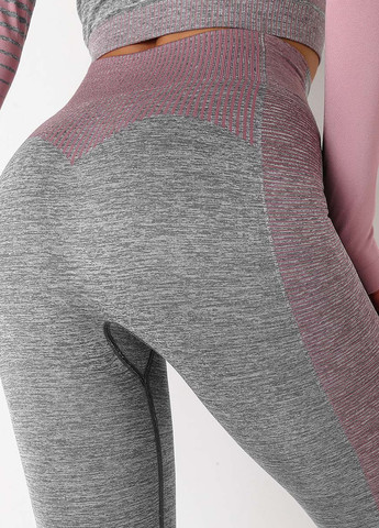 Легінси жіночі спортивні 9654 M сірі з рожевим Fashion (259015348)